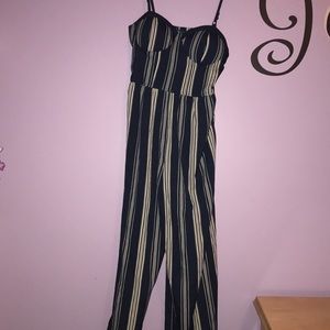 Navy and white jumpsuit
